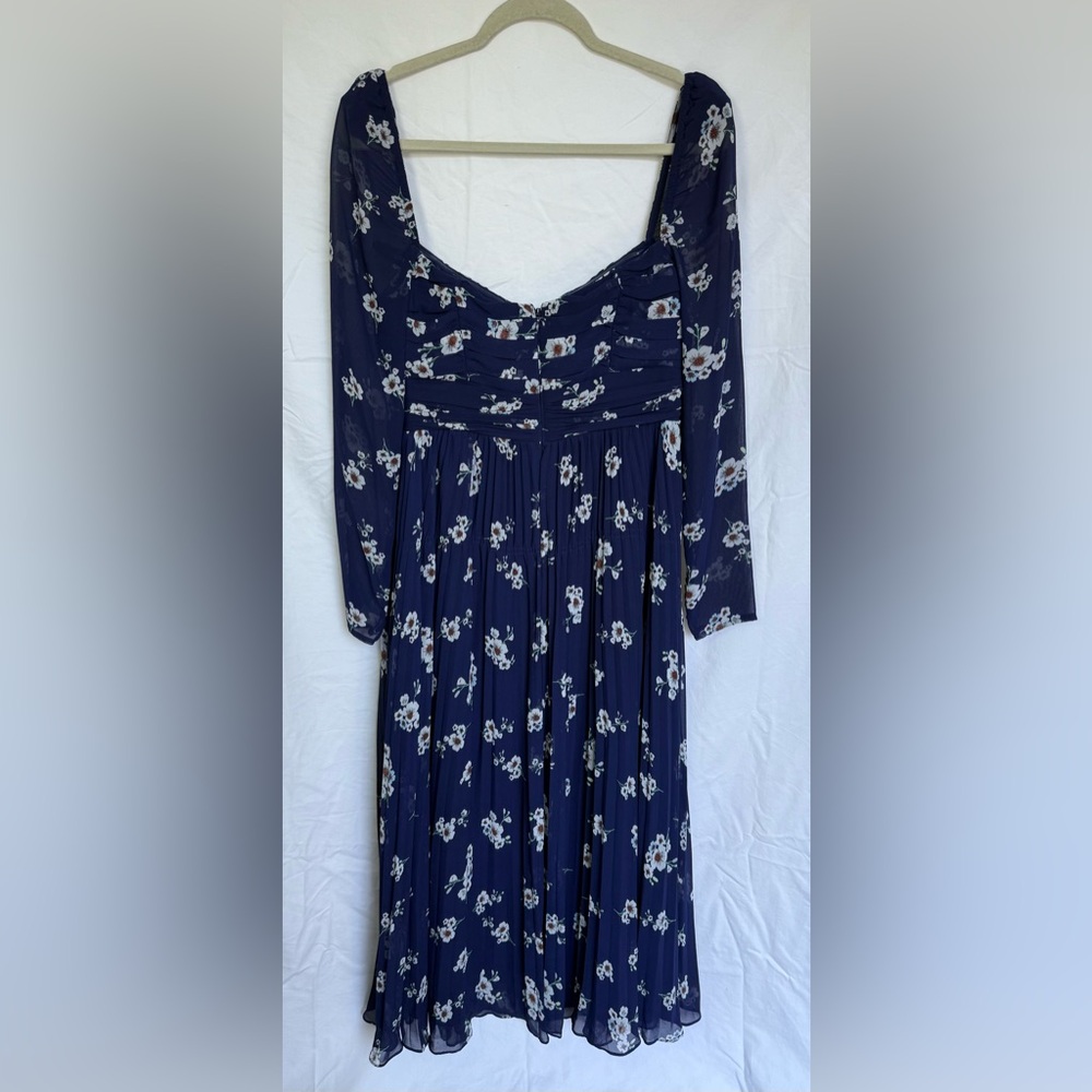 Self-Portrait Pansy Print Chiffon Cut Out Midi‎ Dress Floral US 8 - Picture 5 of 10